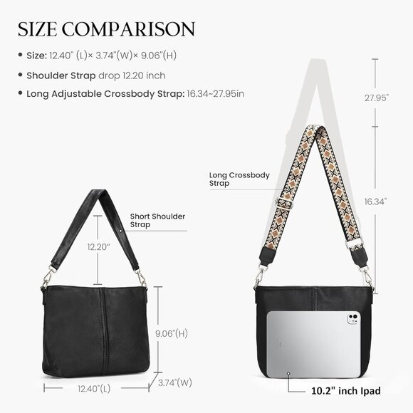 Hobo Crossbody Bags for Women, Vegan Leather Purses Shoulder Handbags for women - Picture 6 of 7